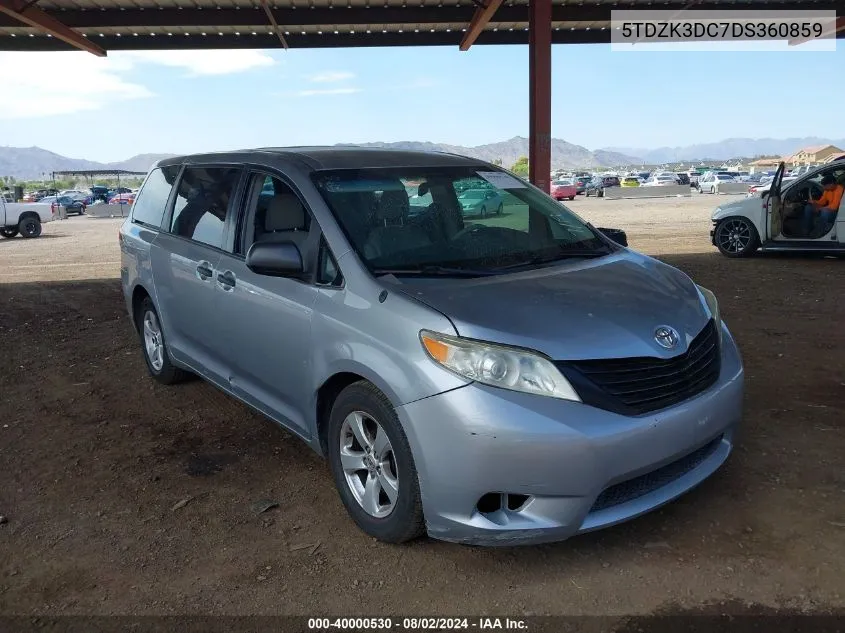 2013 Toyota Sienna L V6 7 Passenger VIN: 5TDZK3DC7DS360859 Lot: 40000530