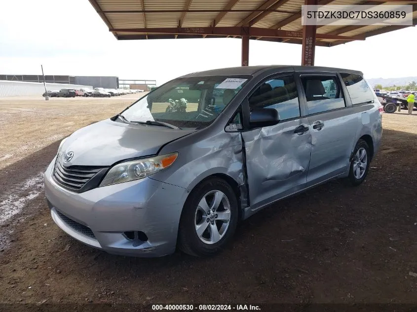 2013 Toyota Sienna L V6 7 Passenger VIN: 5TDZK3DC7DS360859 Lot: 40000530