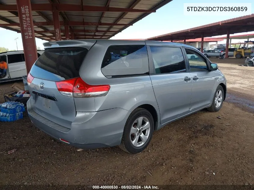 2013 Toyota Sienna L V6 7 Passenger VIN: 5TDZK3DC7DS360859 Lot: 40000530