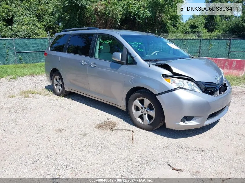 5TDKK3DC6DS303411 2013 Toyota Sienna Le V6 8 Passenger