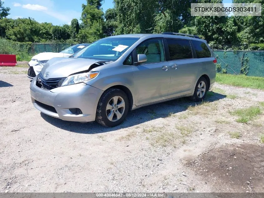 5TDKK3DC6DS303411 2013 Toyota Sienna Le V6 8 Passenger