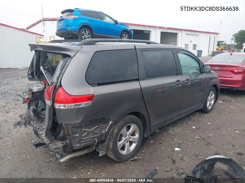 2013 Toyota Sienna Le VIN: 5TDKK3DC8DS366638 Lot: 40054936