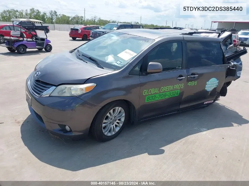 2013 Toyota Sienna Xle V6 8 Passenger VIN: 5TDYK3DC2DS385440 Lot: 40157145