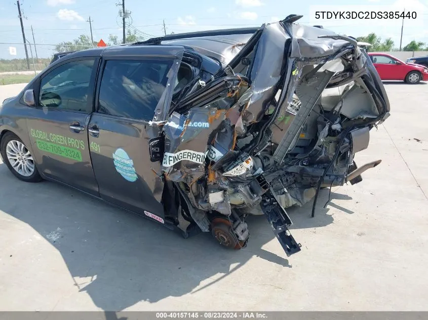 2013 Toyota Sienna Xle V6 8 Passenger VIN: 5TDYK3DC2DS385440 Lot: 40157145