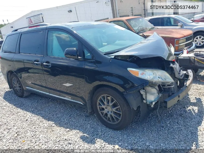 2013 Toyota Sienna Xle V6 8 Passenger VIN: 5TDYK3DC0DS374467 Lot: 40157739