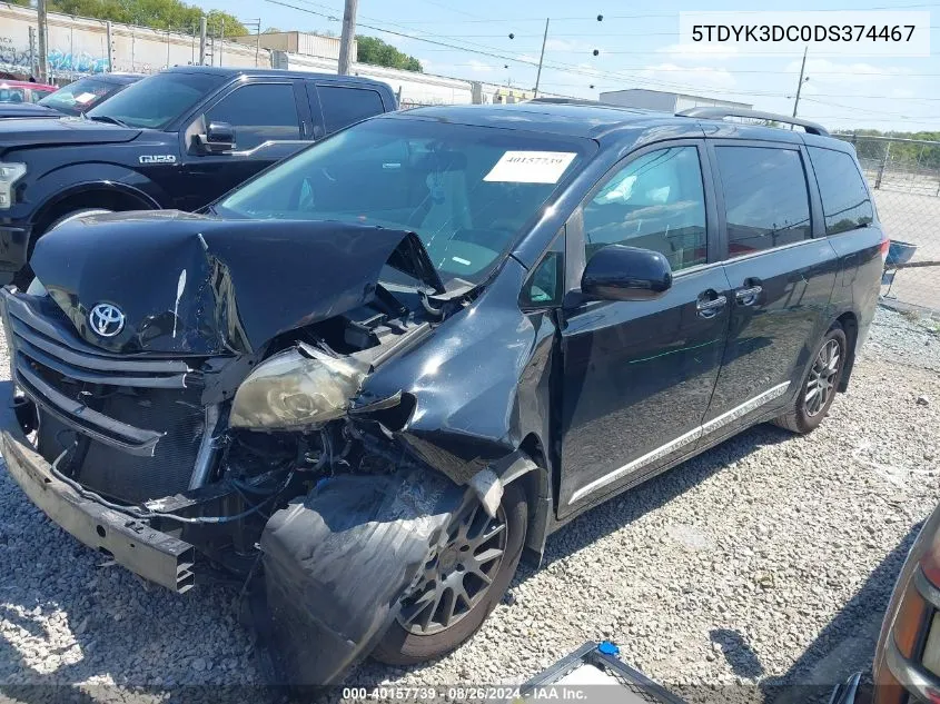 5TDYK3DC0DS374467 2013 Toyota Sienna Xle V6 8 Passenger