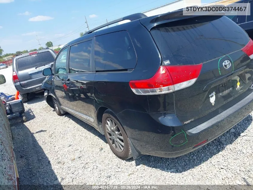 2013 Toyota Sienna Xle V6 8 Passenger VIN: 5TDYK3DC0DS374467 Lot: 40157739