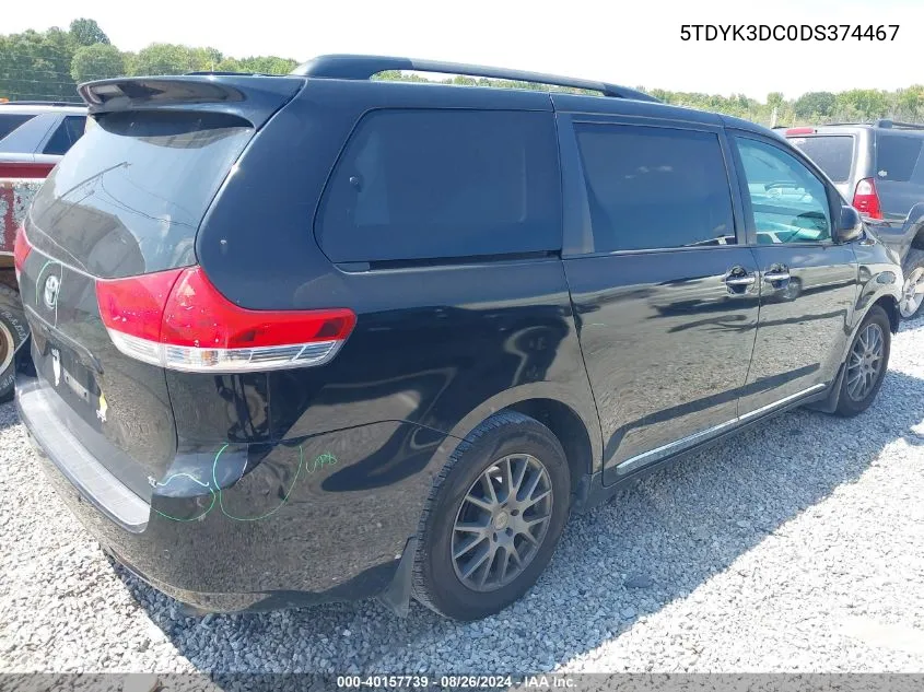 5TDYK3DC0DS374467 2013 Toyota Sienna Xle V6 8 Passenger