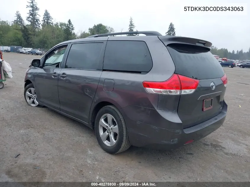 2013 Toyota Sienna Le V6 8 Passenger VIN: 5TDKK3DC0DS343063 Lot: 40275930