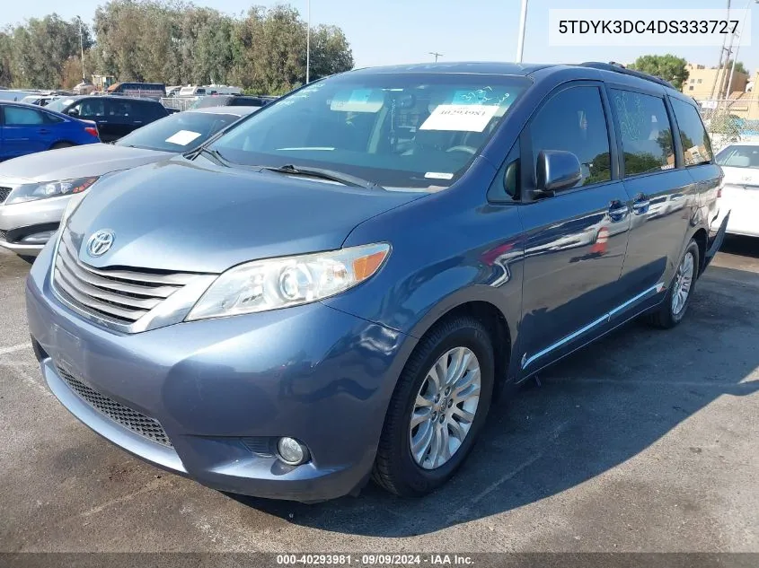 2013 Toyota Sienna Xle V6 8 Passenger VIN: 5TDYK3DC4DS333727 Lot: 40293981