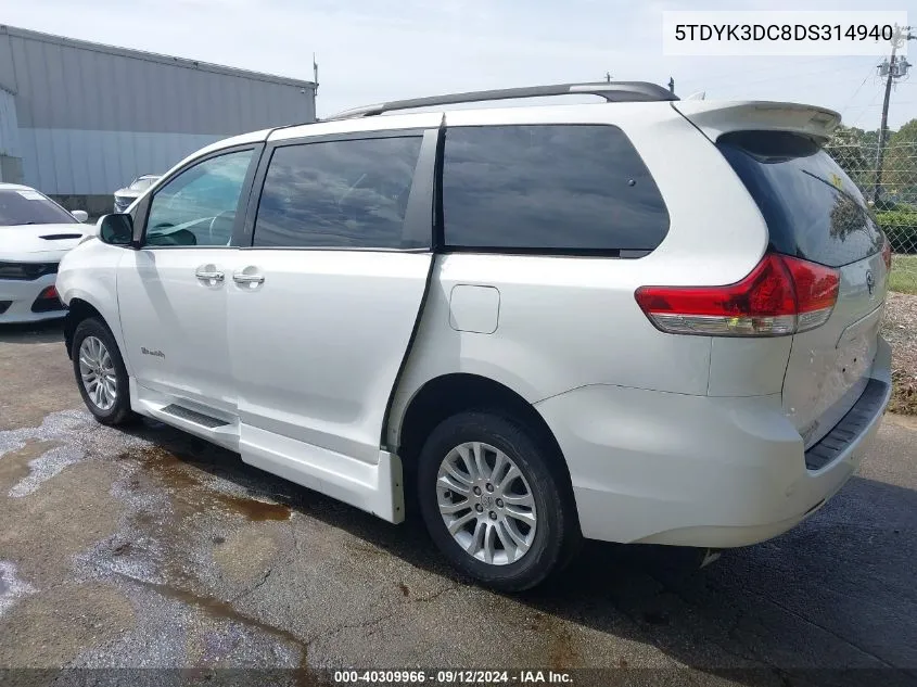 5TDYK3DC8DS314940 2013 Toyota Sienna Xle V6 8 Passenger