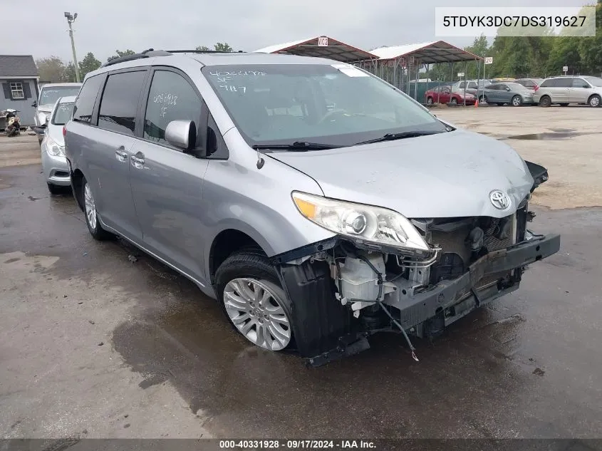 2013 Toyota Sienna Xle V6 8 Passenger VIN: 5TDYK3DC7DS319627 Lot: 40331928