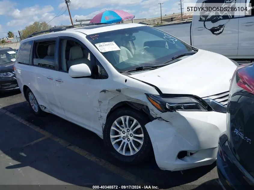 2013 Toyota Sienna Xle V6 8 Passenger VIN: 5TDYK3DC6DS286104 Lot: 40348572