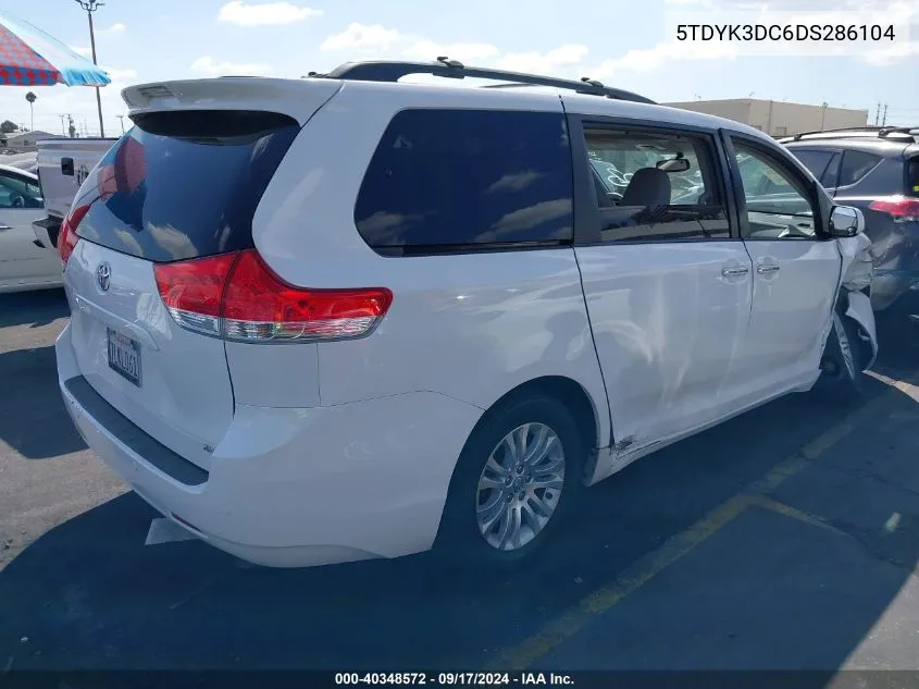 2013 Toyota Sienna Xle V6 8 Passenger VIN: 5TDYK3DC6DS286104 Lot: 40348572