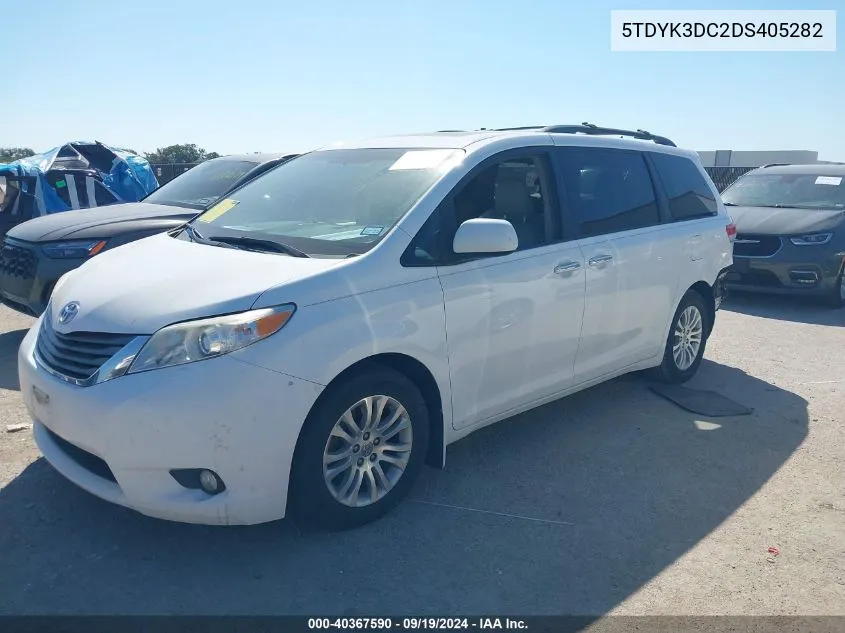 2013 Toyota Sienna Xle V6 8 Passenger VIN: 5TDYK3DC2DS405282 Lot: 40367590