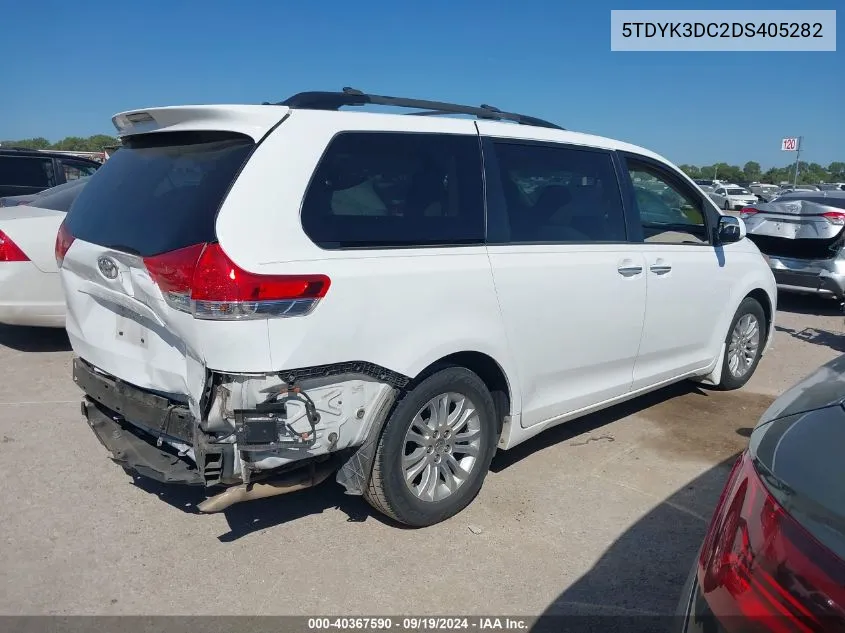 2013 Toyota Sienna Xle V6 8 Passenger VIN: 5TDYK3DC2DS405282 Lot: 40367590