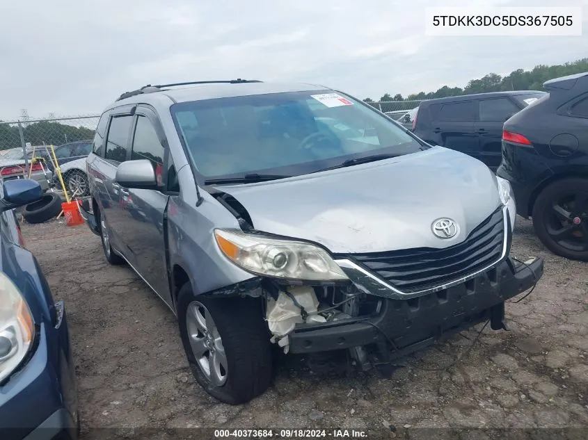 2013 Toyota Sienna Le V6 8 Passenger VIN: 5TDKK3DC5DS367505 Lot: 40373684