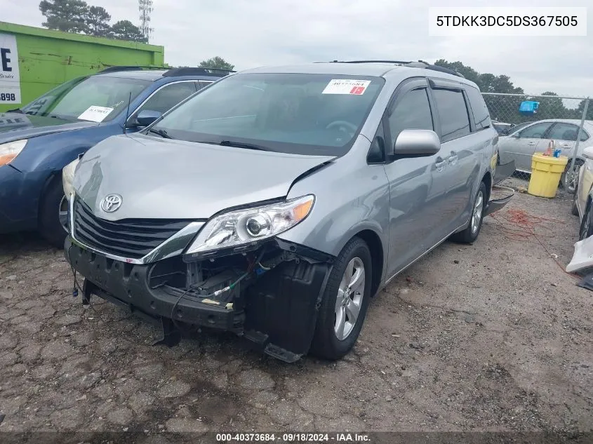 2013 Toyota Sienna Le V6 8 Passenger VIN: 5TDKK3DC5DS367505 Lot: 40373684