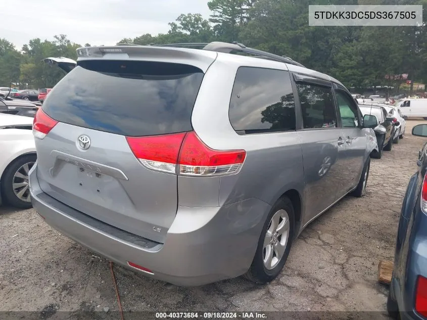 2013 Toyota Sienna Le V6 8 Passenger VIN: 5TDKK3DC5DS367505 Lot: 40373684