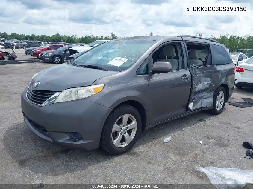 2013 Toyota Sienna Le V6 8 Passenger VIN: 5TDKK3DC3DS393150 Lot: 40385294