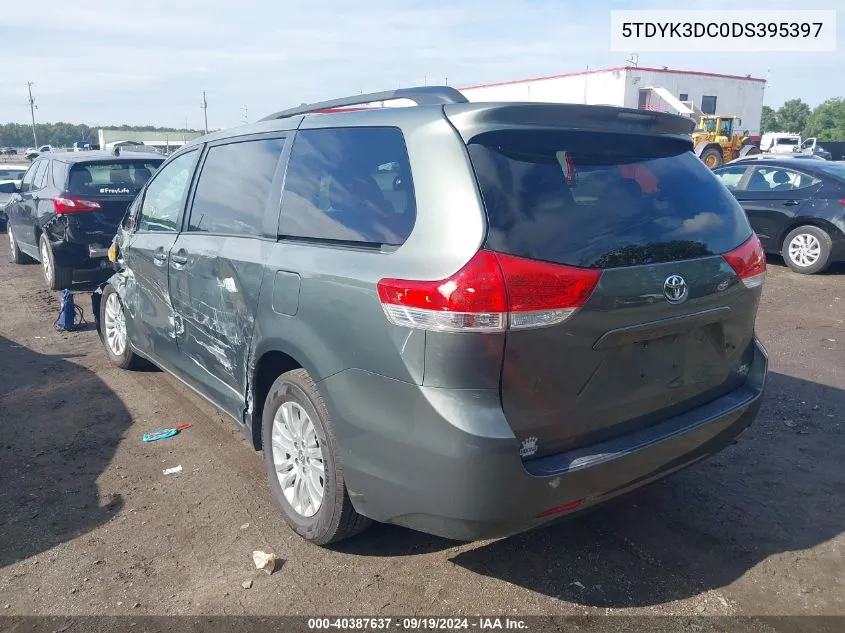 2013 Toyota Sienna Xle V6 8 Passenger VIN: 5TDYK3DC0DS395397 Lot: 40387637