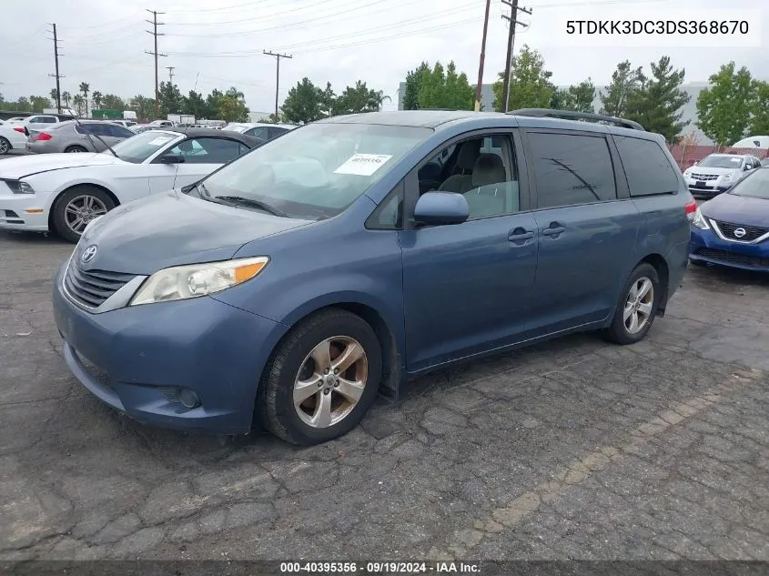 2013 Toyota Sienna Le V6 8 Passenger VIN: 5TDKK3DC3DS368670 Lot: 40395356