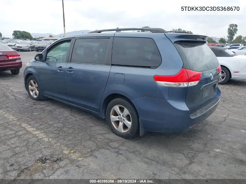 2013 Toyota Sienna Le V6 8 Passenger VIN: 5TDKK3DC3DS368670 Lot: 40395356