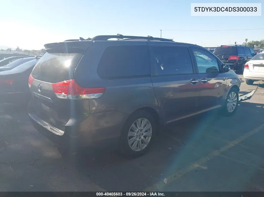 2013 Toyota Sienna Limited V6 7 Passenger VIN: 5TDYK3DC4DS300033 Lot: 40405603