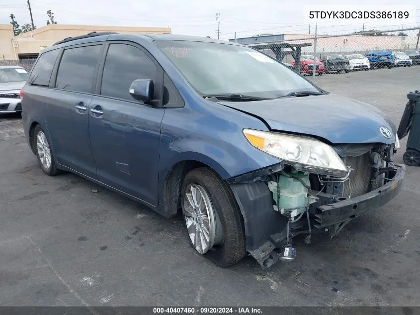 2013 Toyota Sienna Limited V6 7 Passenger VIN: 5TDYK3DC3DS386189 Lot: 40407460