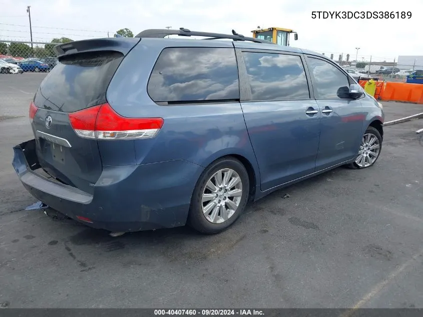 2013 Toyota Sienna Limited V6 7 Passenger VIN: 5TDYK3DC3DS386189 Lot: 40407460