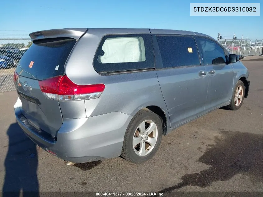 2013 Toyota Sienna VIN: 5TDZK3DC6DS310082 Lot: 40411377