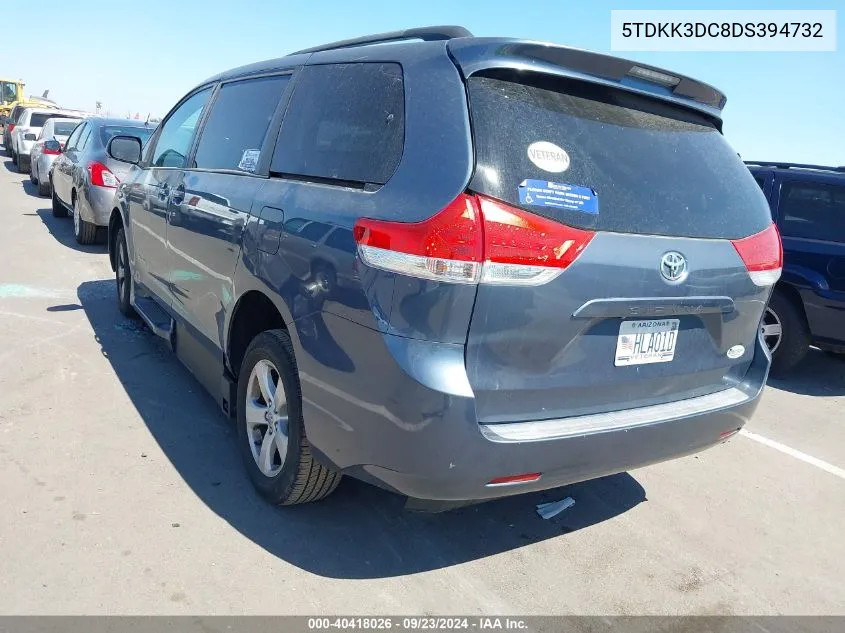 2013 Toyota Sienna VIN: 5TDKK3DC8DS394732 Lot: 40418026