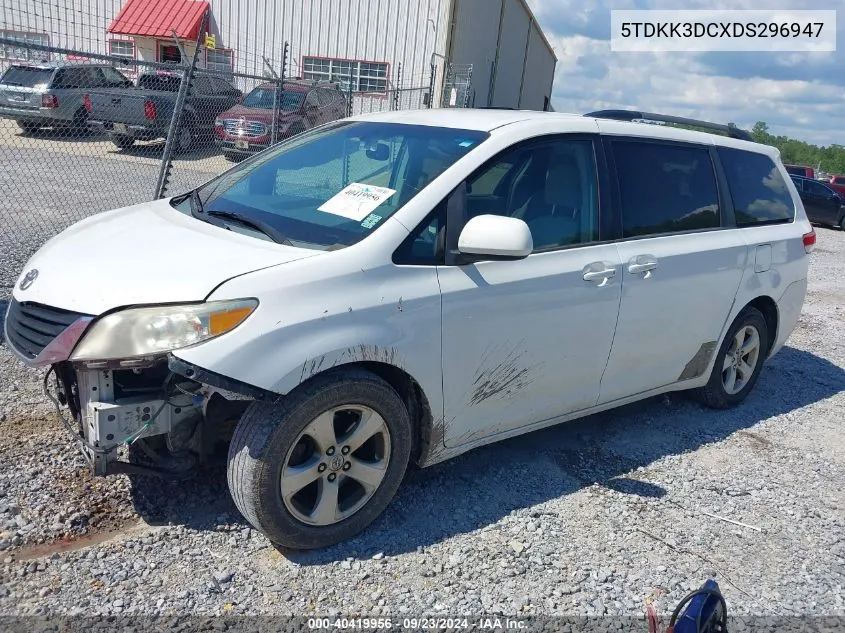 5TDKK3DCXDS296947 2013 Toyota Sienna Le V6 8 Passenger