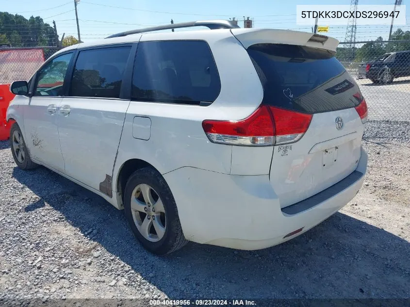 2013 Toyota Sienna Le V6 8 Passenger VIN: 5TDKK3DCXDS296947 Lot: 40419956