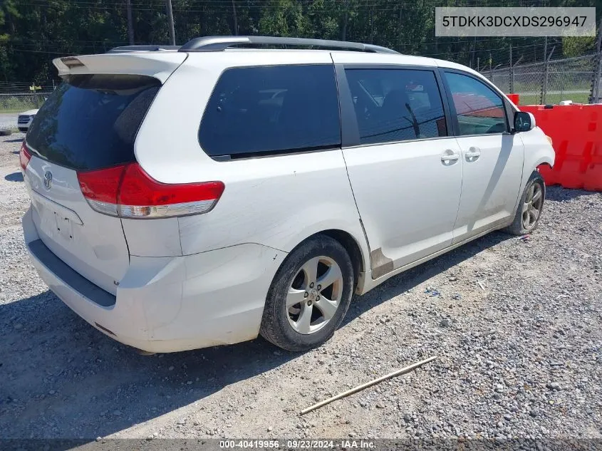 2013 Toyota Sienna Le V6 8 Passenger VIN: 5TDKK3DCXDS296947 Lot: 40419956