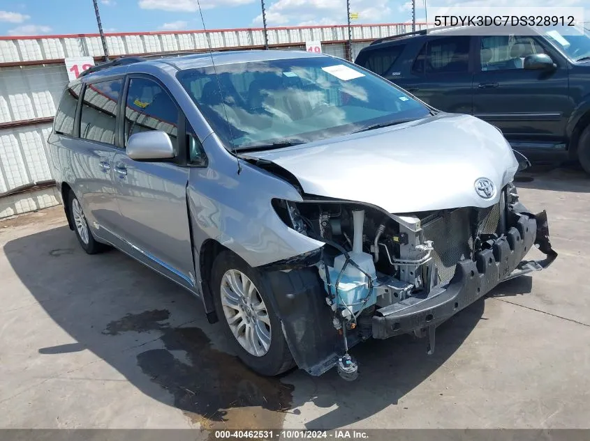 2013 Toyota Sienna Xle V6 8 Passenger VIN: 5TDYK3DC7DS328912 Lot: 40462531