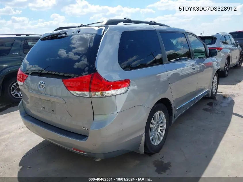 2013 Toyota Sienna Xle V6 8 Passenger VIN: 5TDYK3DC7DS328912 Lot: 40462531