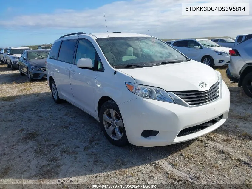 2013 Toyota Sienna Le V6 8 Passenger VIN: 5TDKK3DC4DS395814 Lot: 40475679