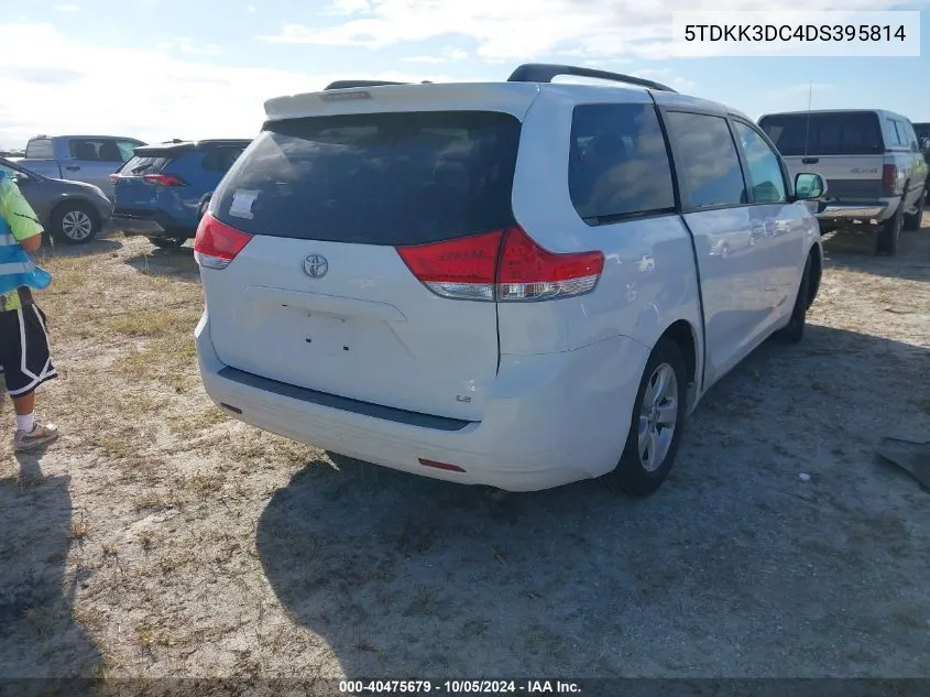 2013 Toyota Sienna Le V6 8 Passenger VIN: 5TDKK3DC4DS395814 Lot: 40475679