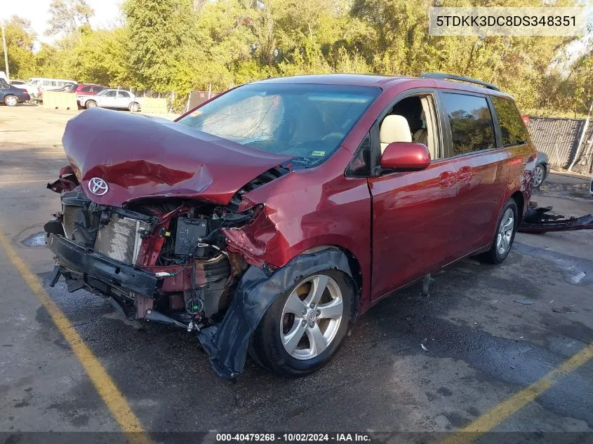 5TDKK3DC8DS348351 2013 Toyota Sienna Le V6 8 Passenger