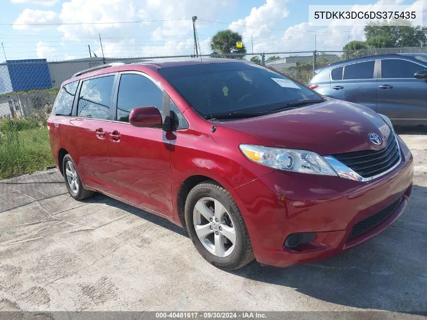 5TDKK3DC6DS375435 2013 Toyota Sienna Le V6 8 Passenger