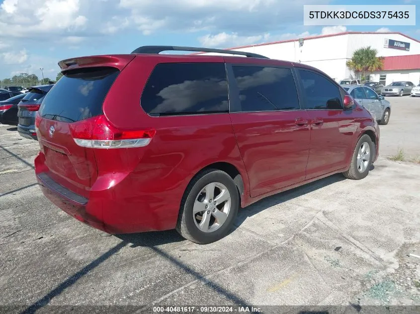 5TDKK3DC6DS375435 2013 Toyota Sienna Le V6 8 Passenger