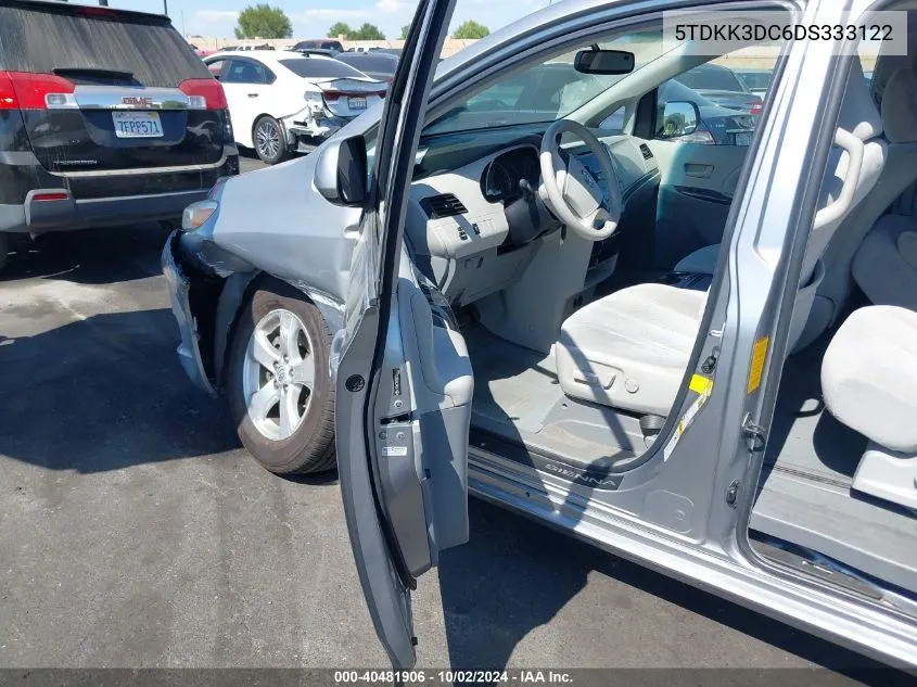 2013 Toyota Sienna Le V6 8 Passenger VIN: 5TDKK3DC6DS333122 Lot: 40481906