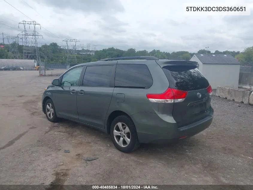 5TDKK3DC3DS360651 2013 Toyota Sienna Le V6 8 Passenger