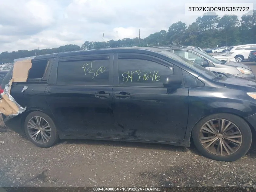 5TDZK3DC9DS357722 2013 Toyota Sienna L V6 7 Passenger