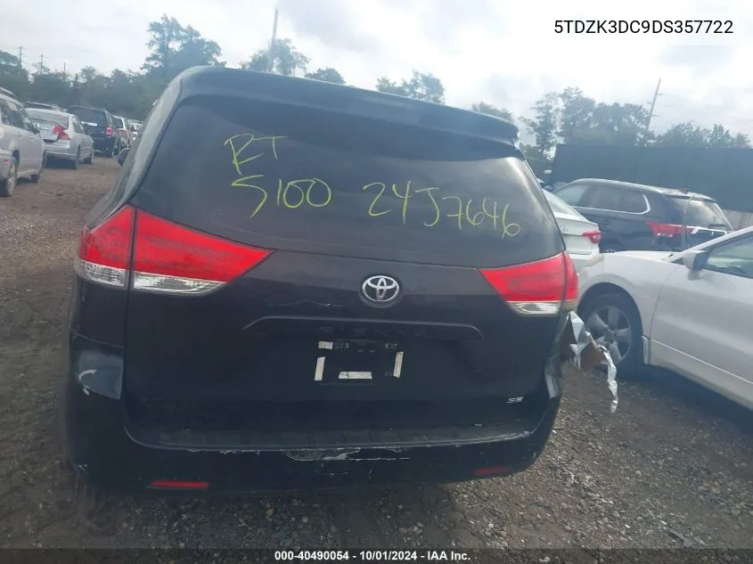 5TDZK3DC9DS357722 2013 Toyota Sienna L V6 7 Passenger