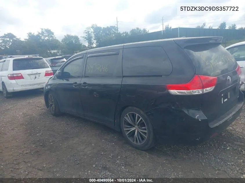 5TDZK3DC9DS357722 2013 Toyota Sienna L V6 7 Passenger