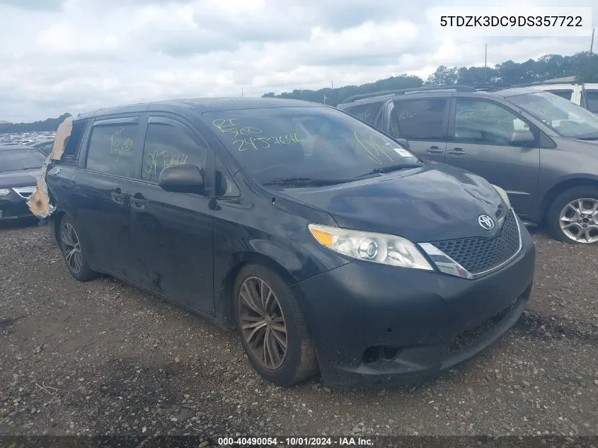 5TDZK3DC9DS357722 2013 Toyota Sienna L V6 7 Passenger