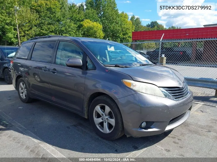 2013 Toyota Sienna Le V6 8 Passenger VIN: 5TDKK3DC7DS279992 Lot: 40494094