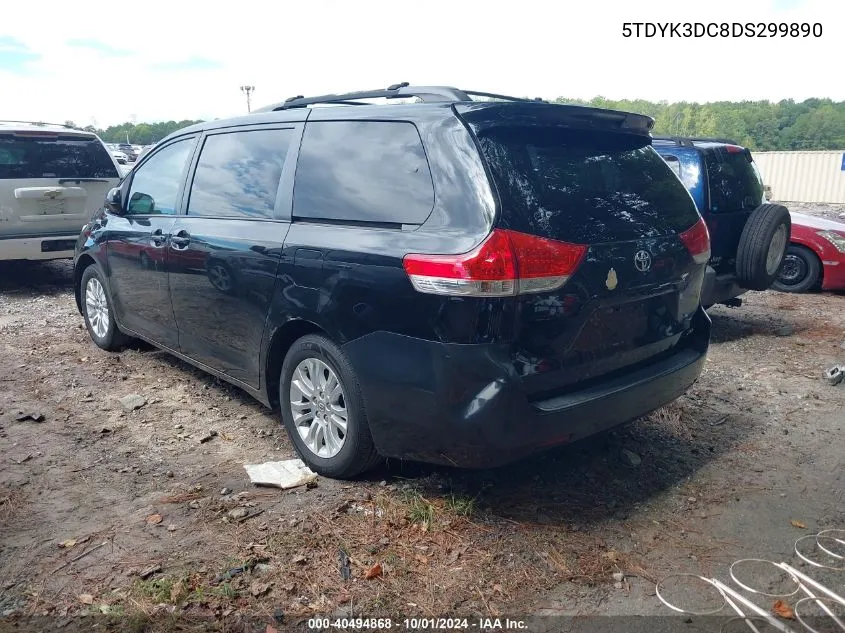 2013 Toyota Sienna Xle V6 8 Passenger VIN: 5TDYK3DC8DS299890 Lot: 40494868